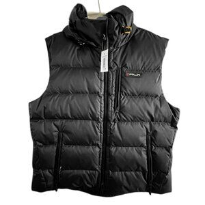 NEW Polo Ralph Lauren RLX Puffer Down Vest!  XL Black  RLX Patch on Front  Hood